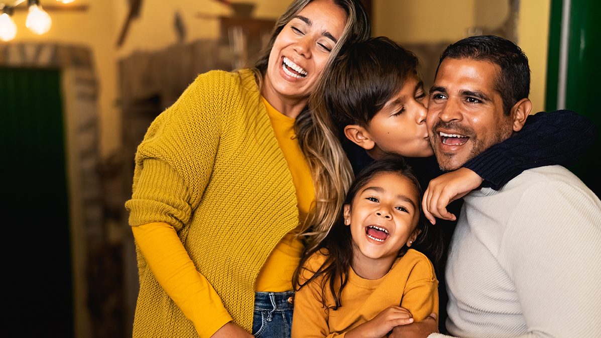 A family laughing together
